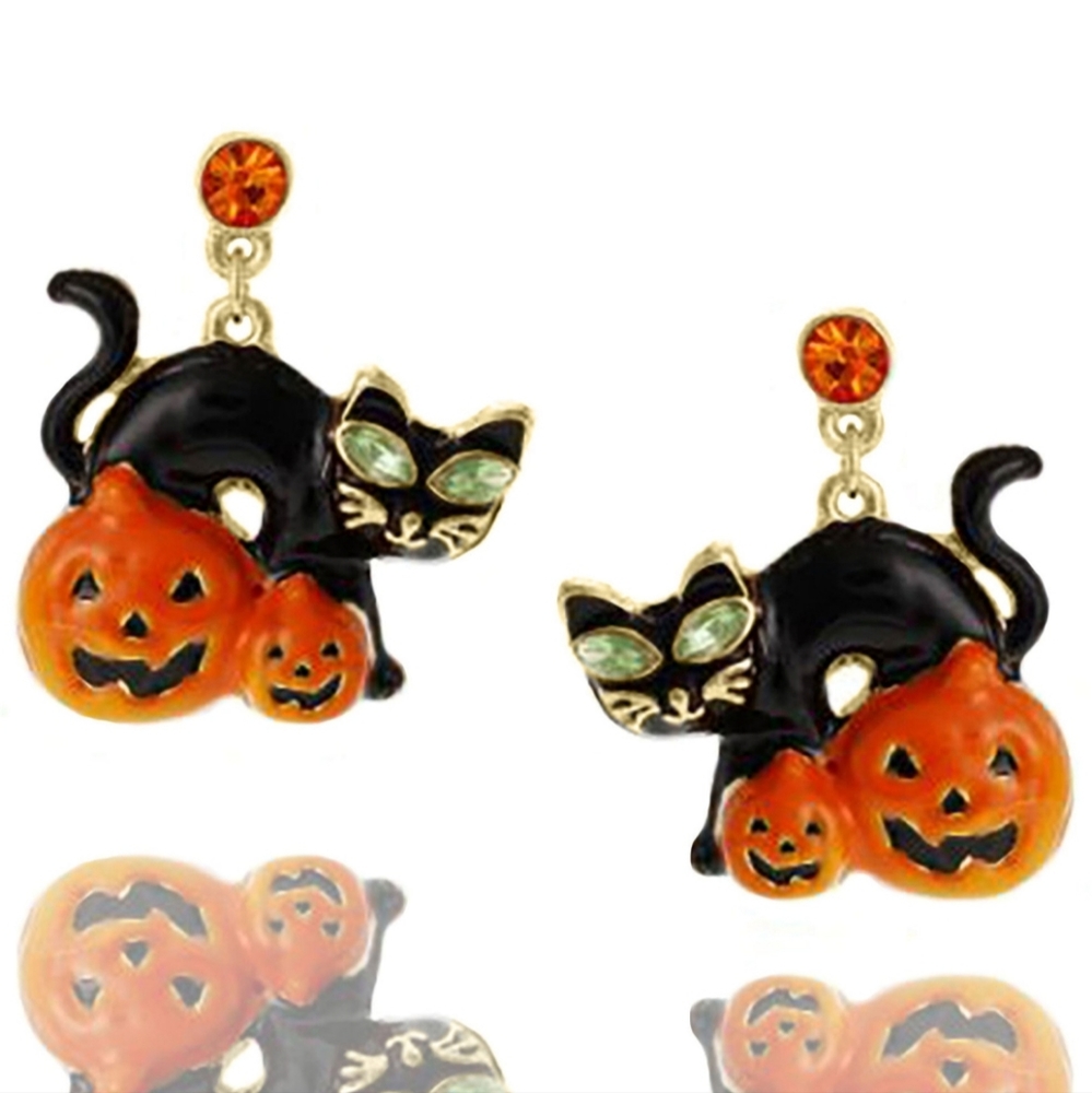Blue Box Boutique Inc Black Cat Earrings - Binx Dangles